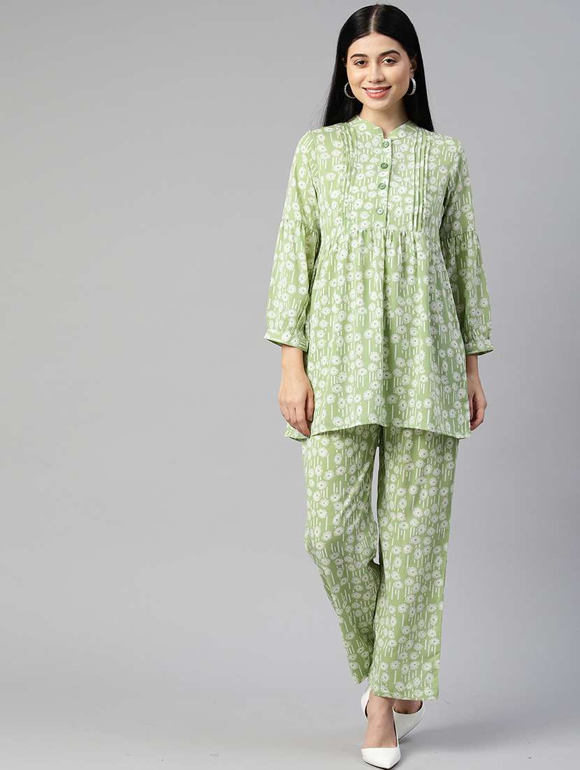 green floral top and trouser co-ord