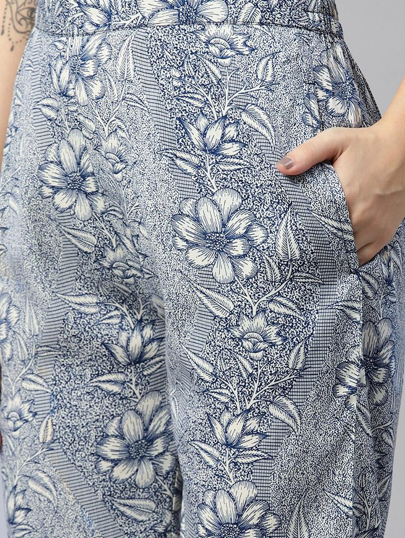 dark blue floral top and trouser co-ord - 20346222 - Standard Image - 4