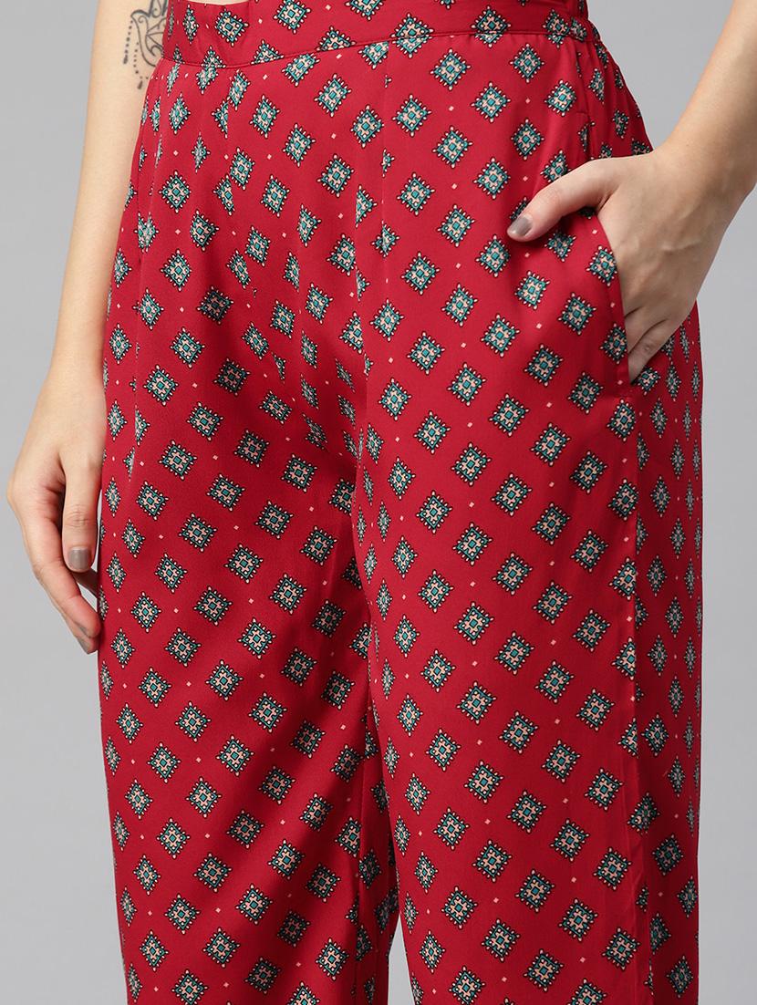 red geometric top and trouser co-ord - 20346223 - Standard Image - 4