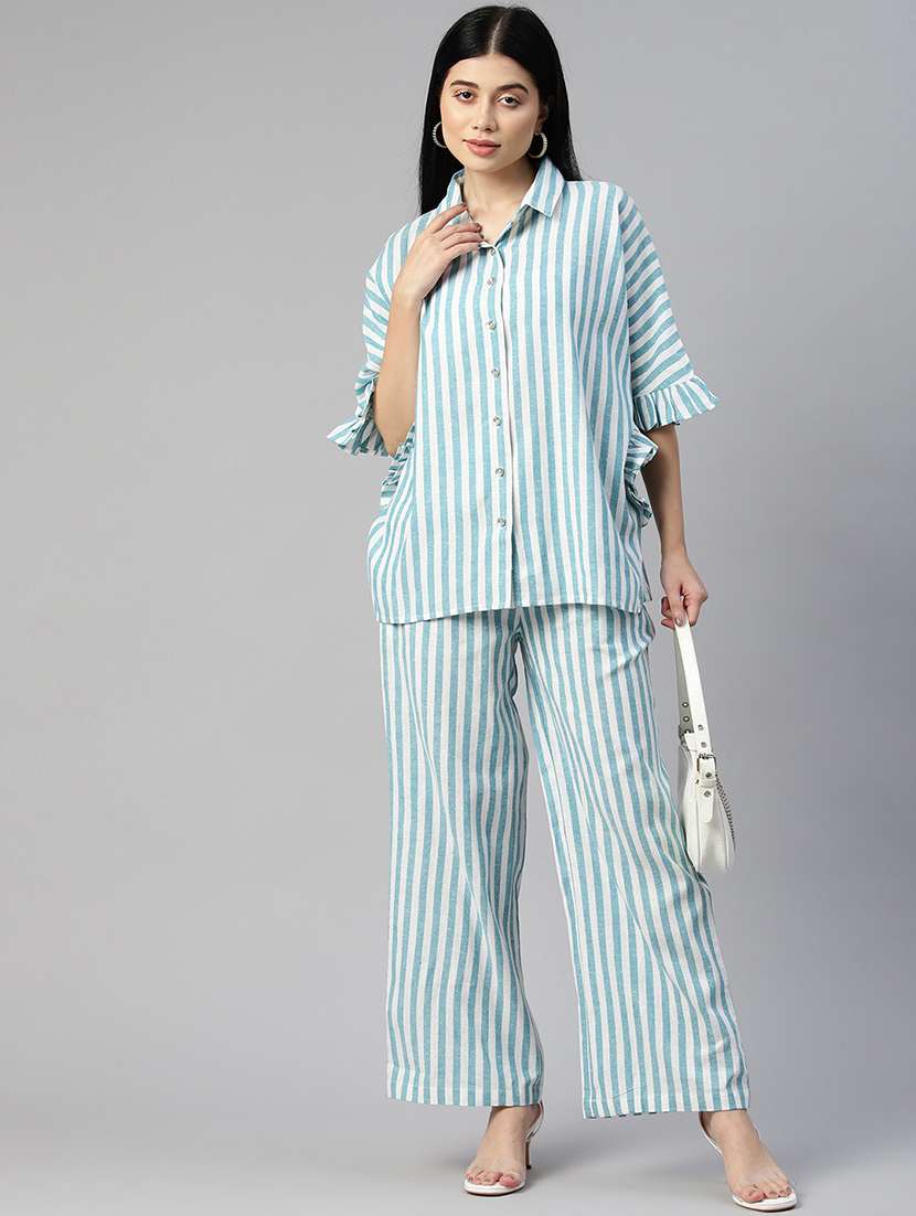 multi color stripes top and trouser co-ord - 20346226 -  Standard Image - 1