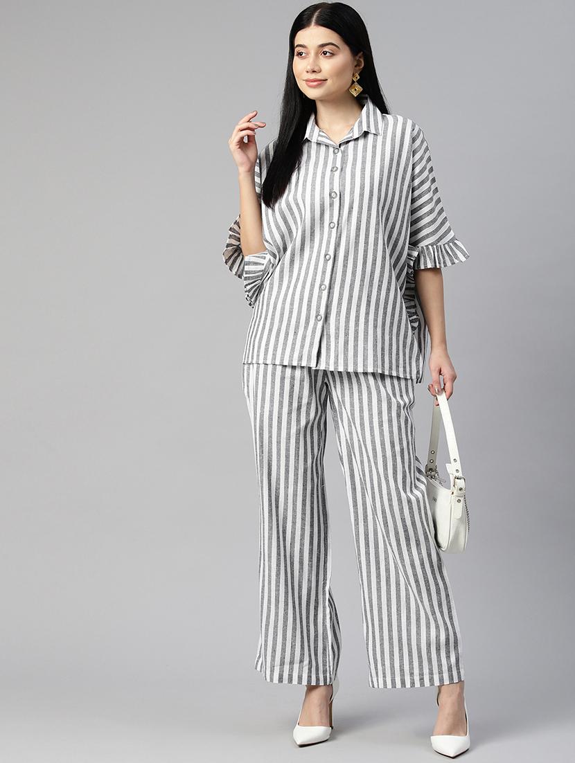 multi color stripes top and trouser co-ord - 20346227 - Standard Image - 1