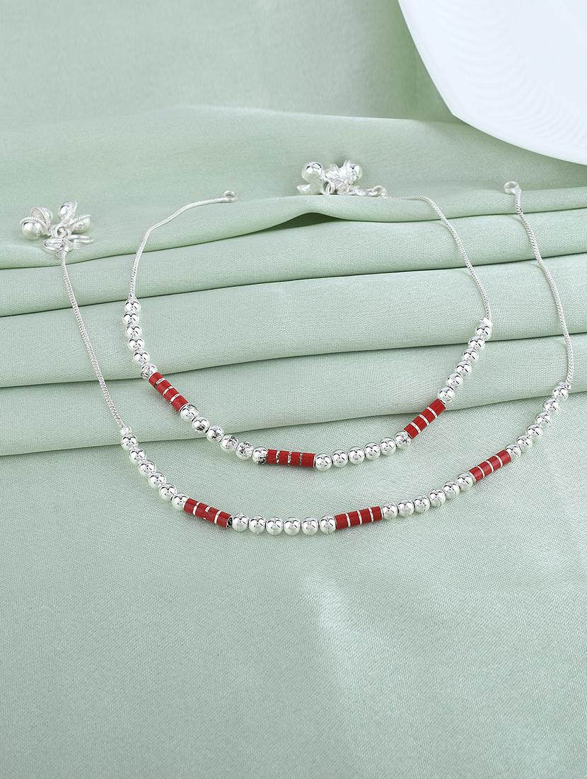 silver brass beads payal - 20346236 - Standard Image - 1
