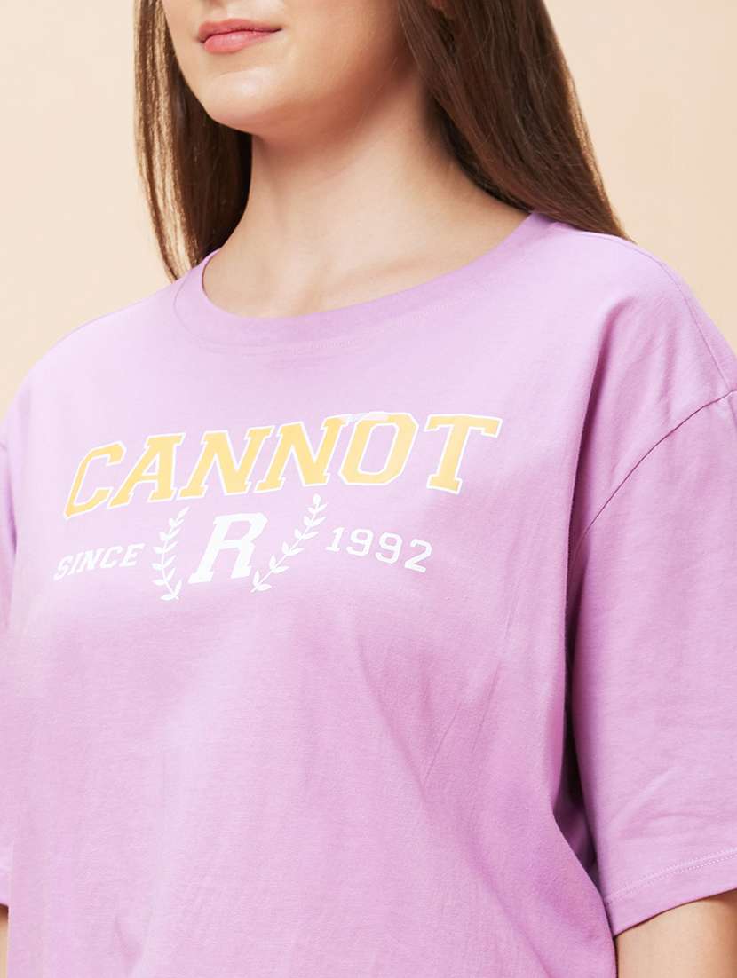 women purple cotton crop t-shirt - 20346243 -  Standard Image - 6