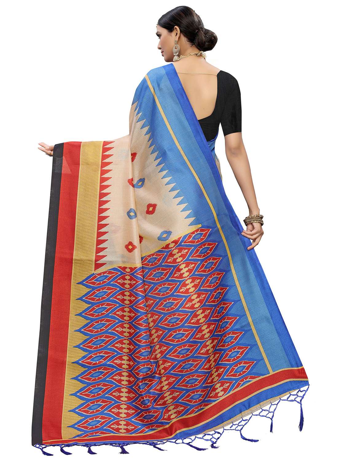 women multi color printed bordered saree with blouse - 20347219 -  Standard Image - 1