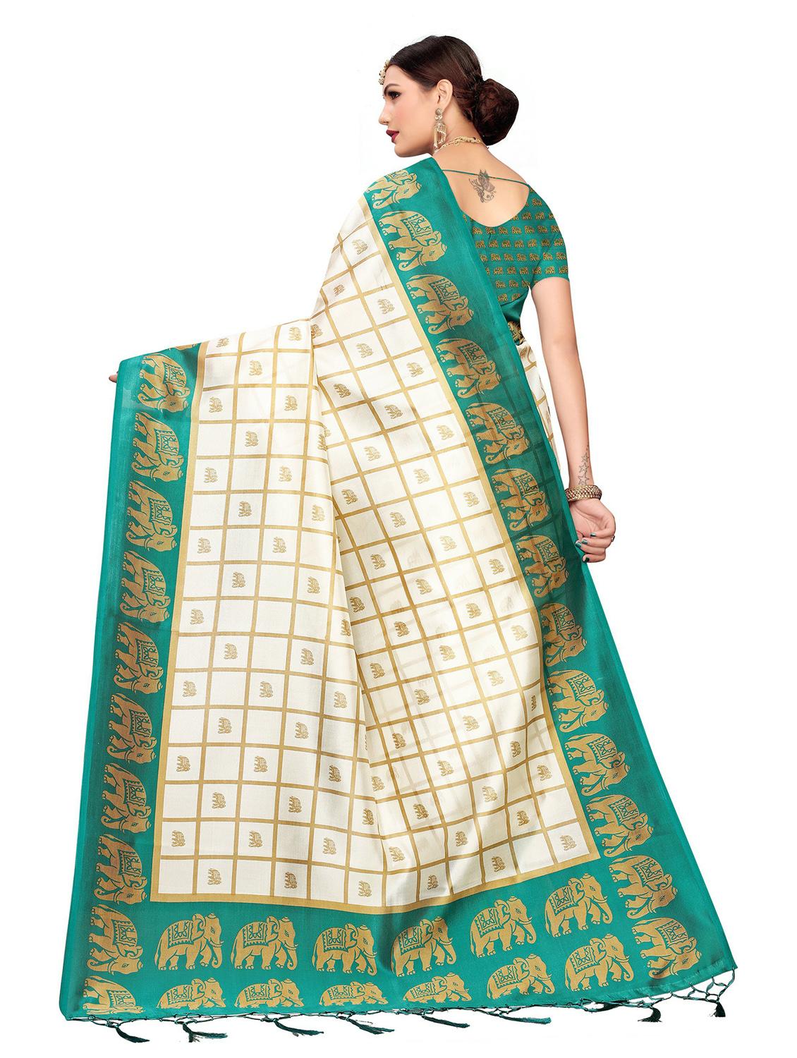 cream colored bordered saree with blouse - 20348570 - Standard Image - 1