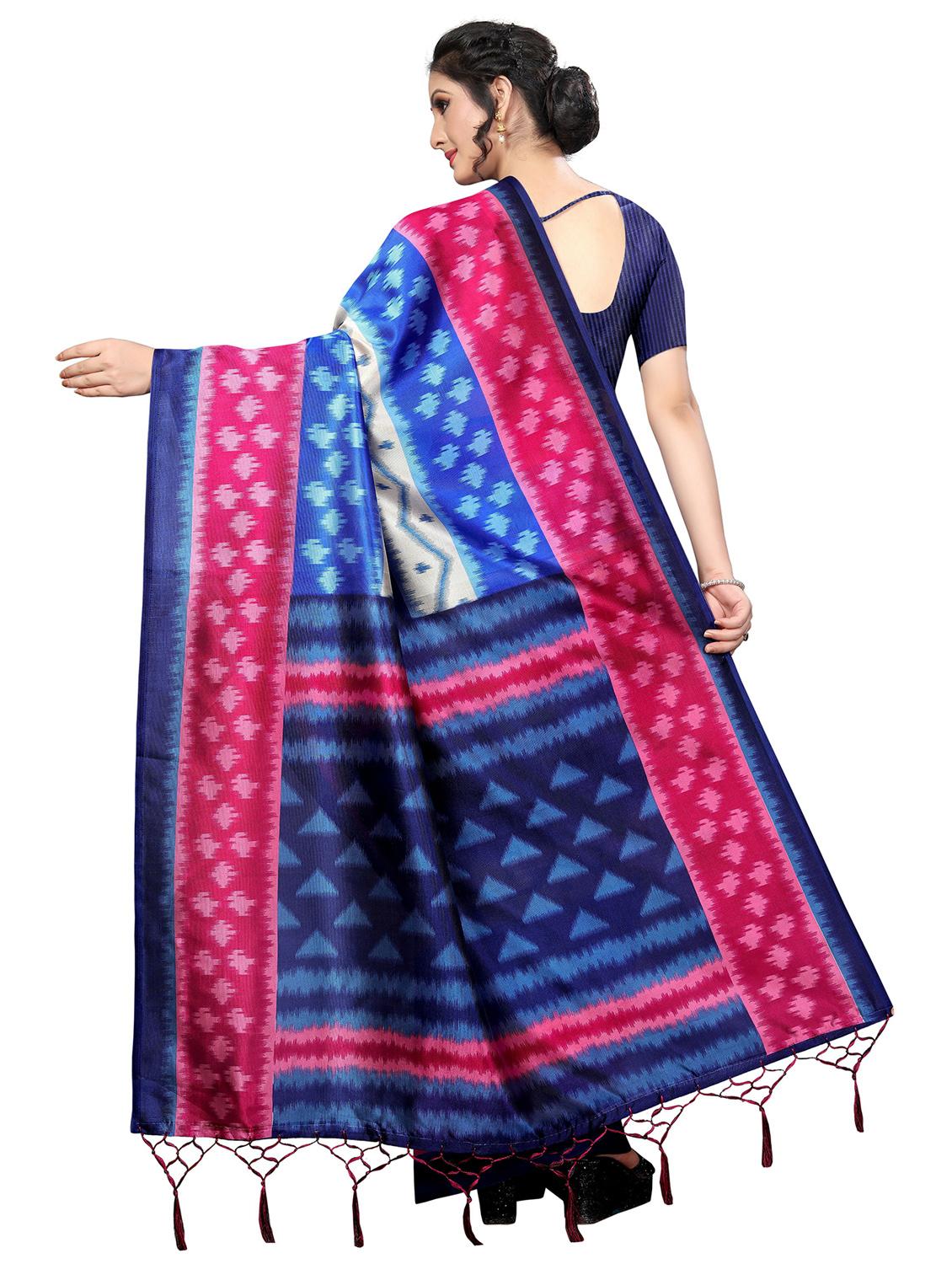 women's ikat multi colored saree - 20348597 - Standard Image - 1