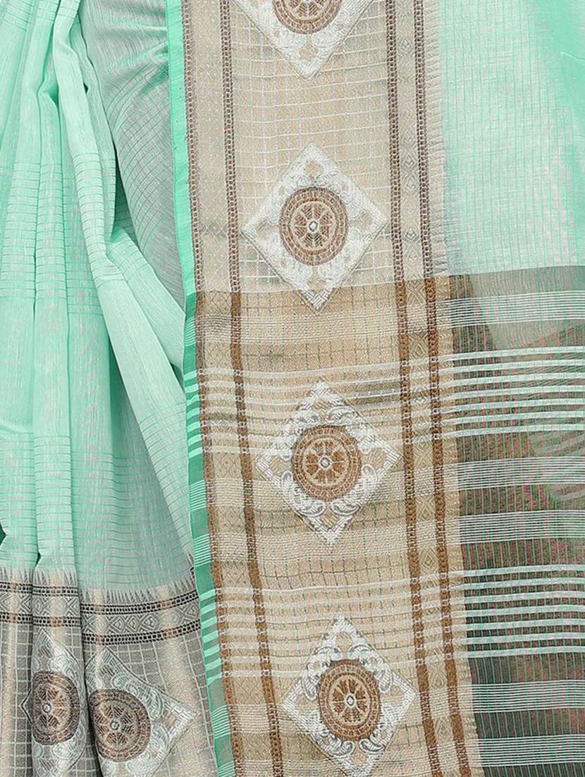 self design zari bordered saree  with blouse - 20349164 -  Standard Image - 4