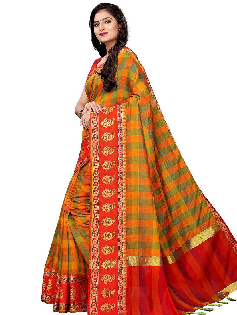 orange colored patola saree - 20349185 - Standard Image - 1