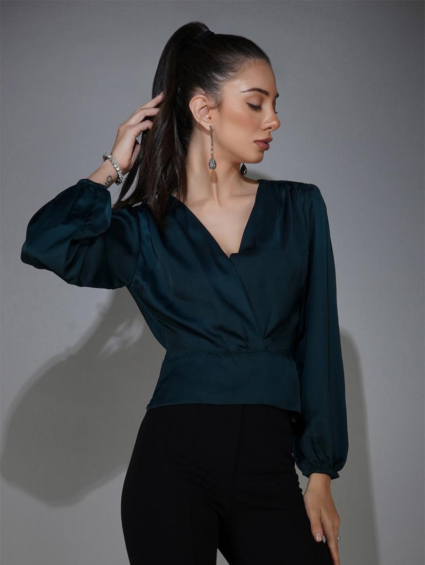 green solid wrap top - 20349345 -  Standard Image - 1