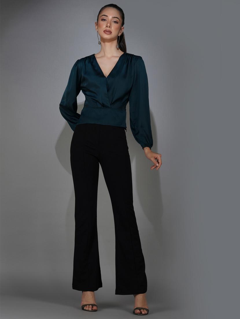 green solid wrap top - 20349345 - Standard Image - 4