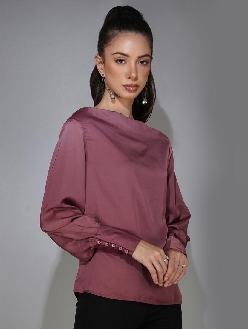 mauve solid straight top - 20349350 - Standard Image - 1