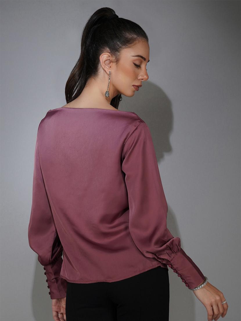 mauve solid straight top - 20349350 - Standard Image - 4