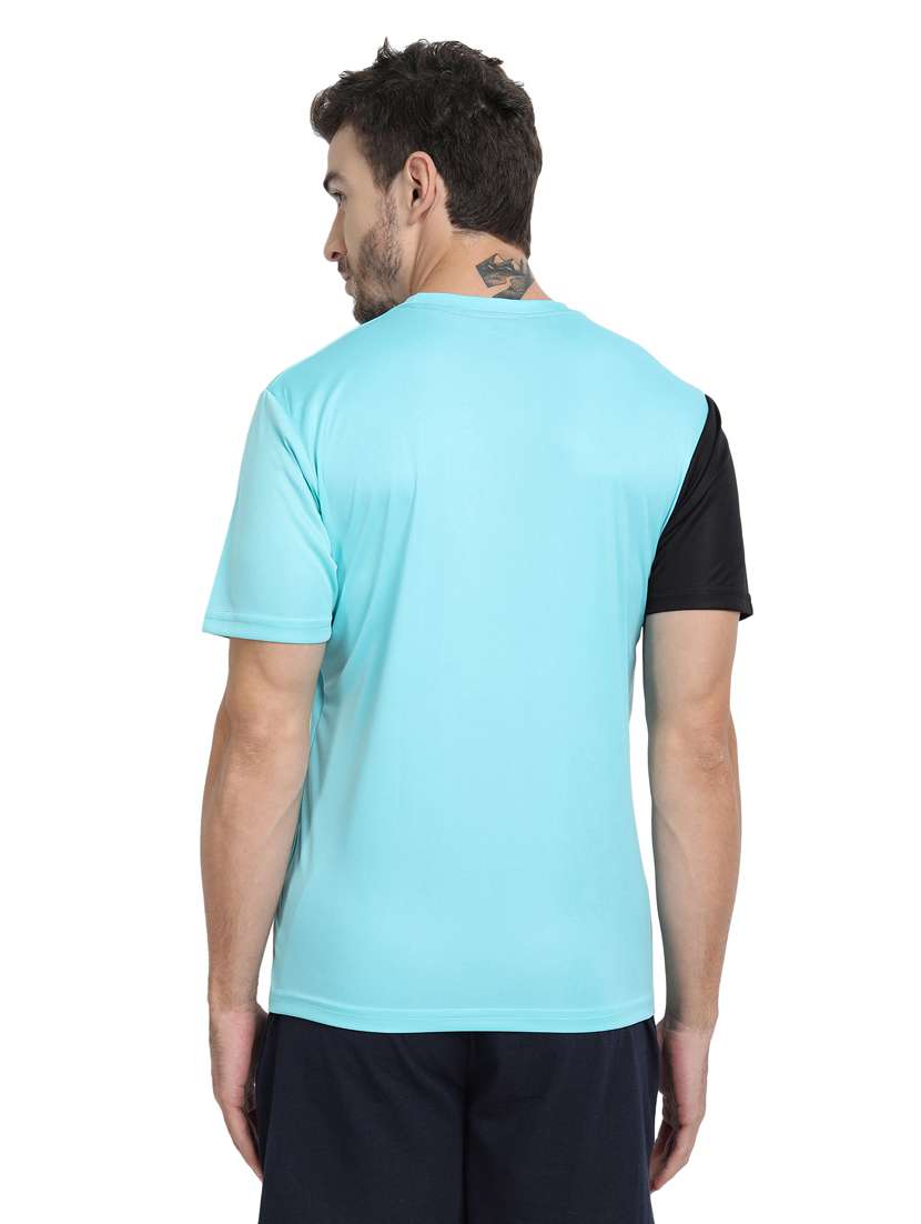 men round neck color block polyester casual t-shirt - 20351183 -  Standard Image - 1