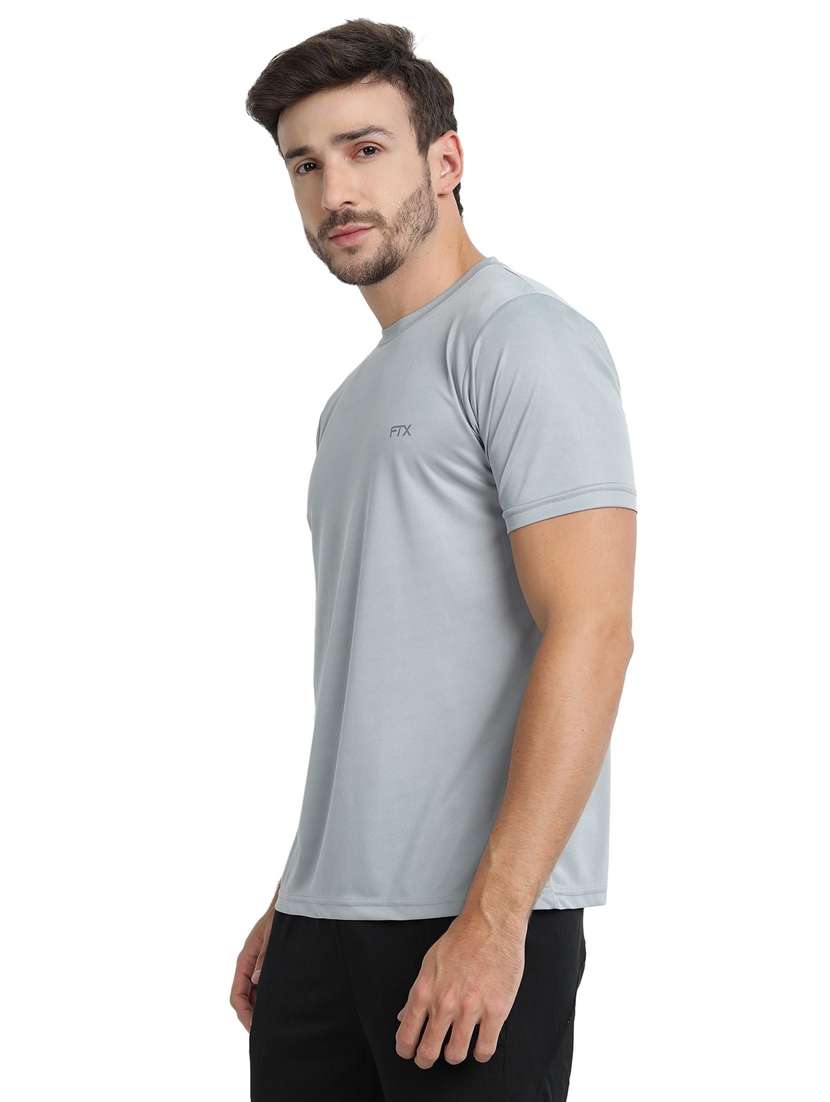men silver colored round neck polyester regular t-shirt - 20351199 -  Standard Image - 1