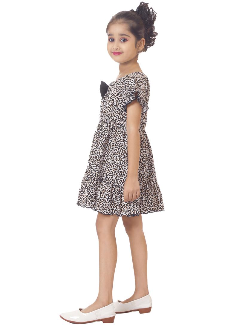 girls round neck flared sleeve frock - 20351304 - Standard Image - 1
