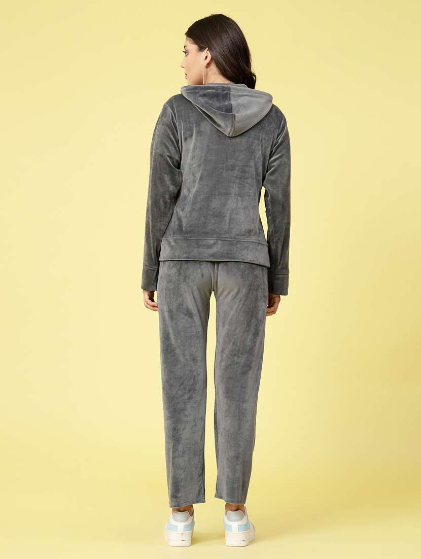 women grey velvet top and trouser co-ord set - 20351715 -  Standard Image - 4