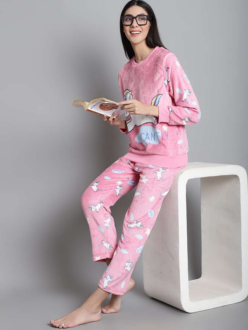 pink quirky print nightwear set - 20351752 -  Standard Image - 1