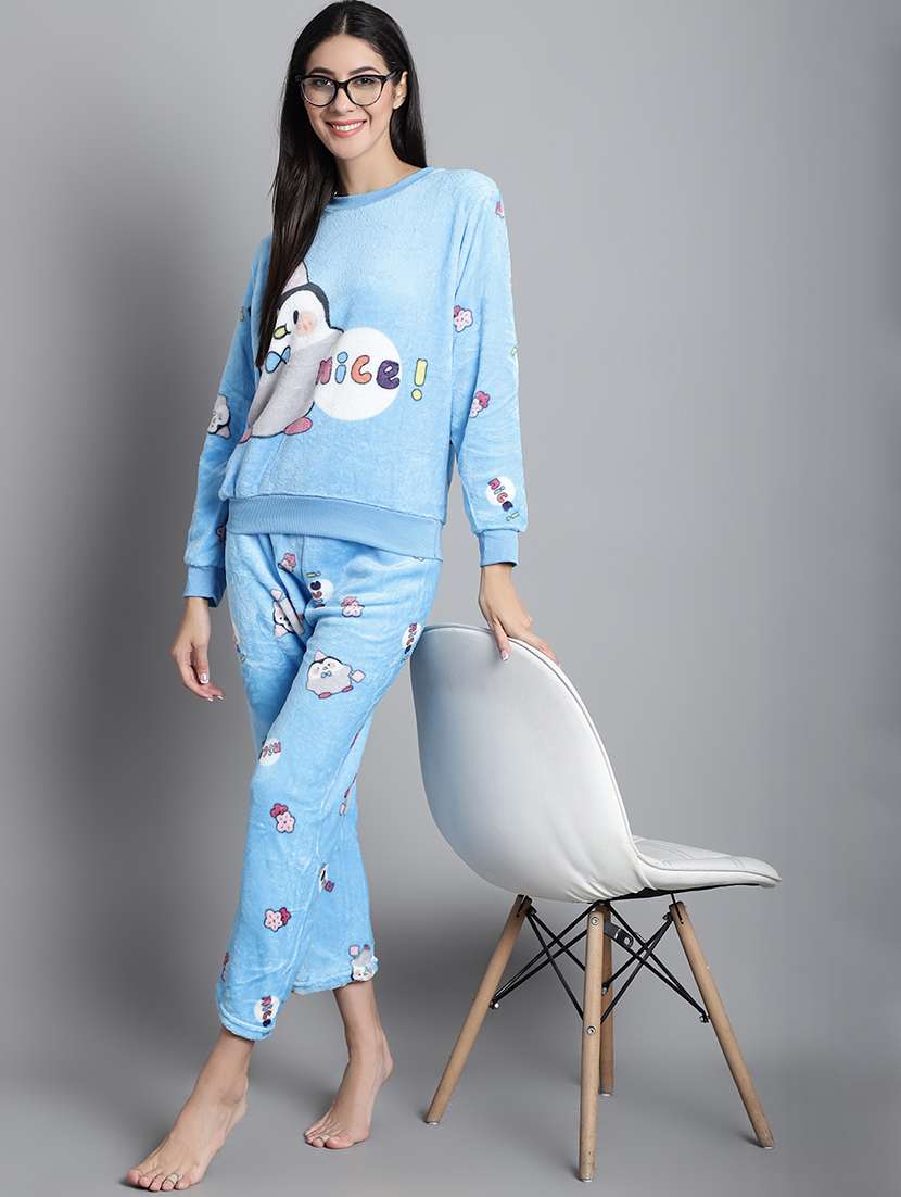 light blue quirky print nightwear set - 20351757 -  Standard Image - 1