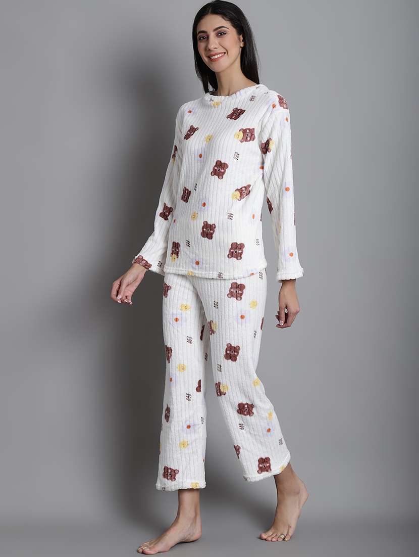 white quirky print nightwear set - 20351769 - Standard Image - 1