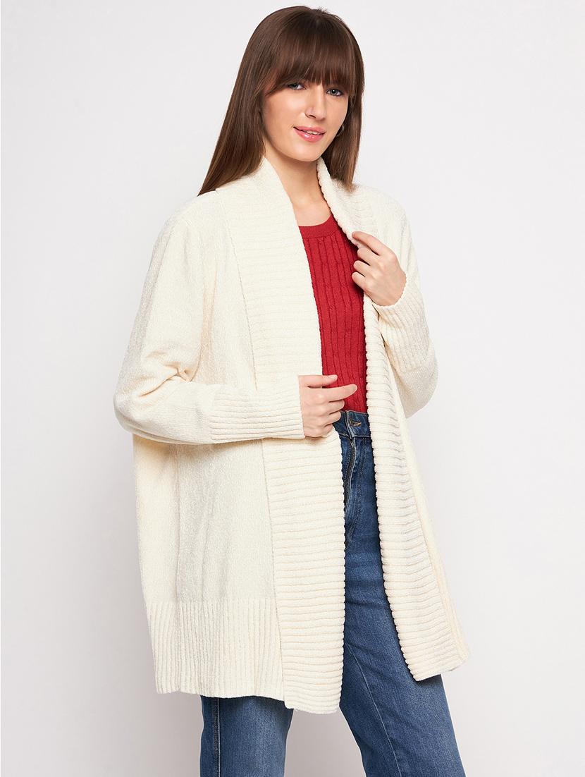 off white self design woolen shrug - 20351885 - Standard Image - 1