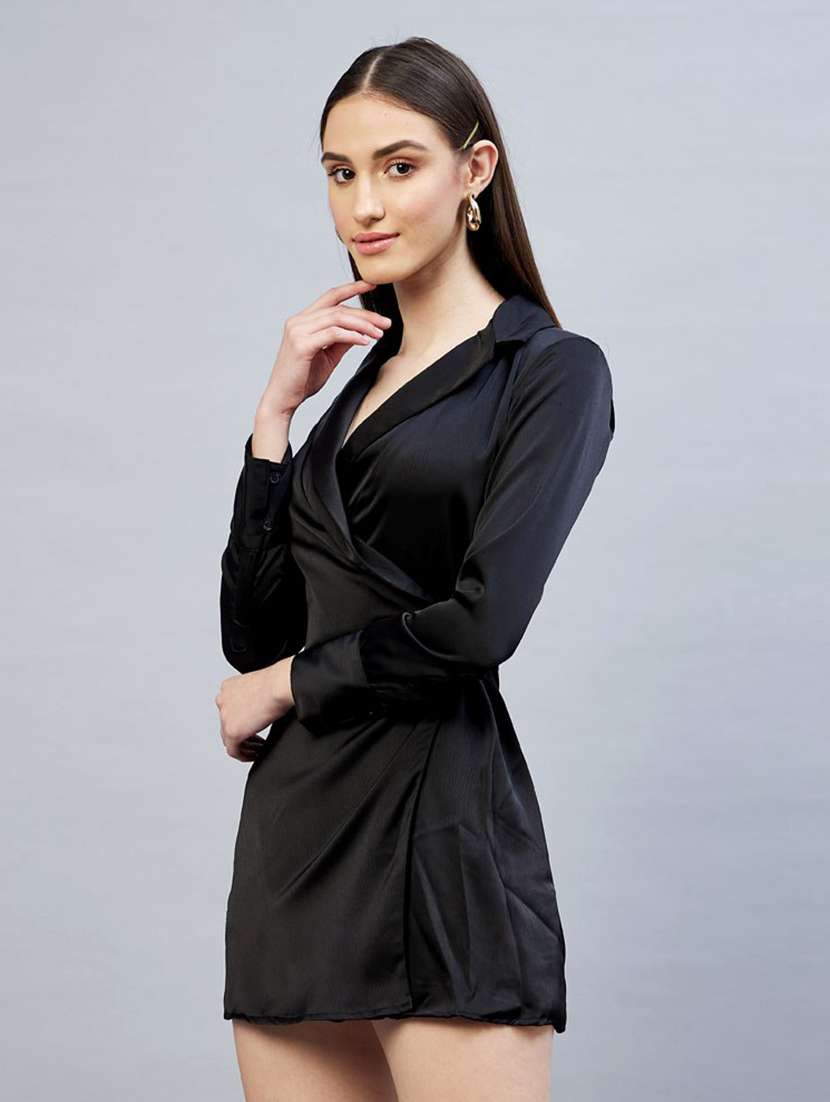 black solid wrap dress - 20351891 -  Standard Image - 1