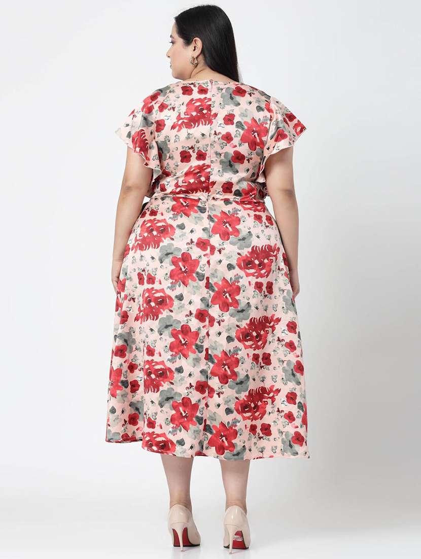 peach floral print wrap dress - 20352301 -  Standard Image - 4