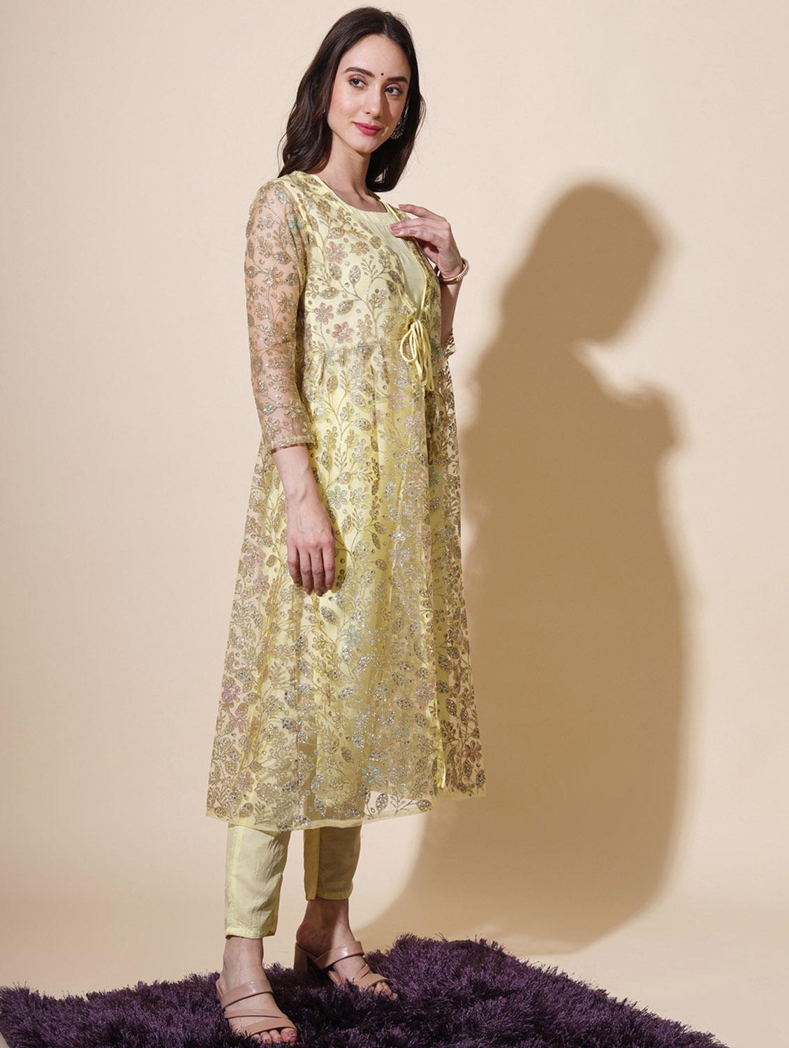 yellow colored kurta pant set - 20353651 - Standard Image - 1