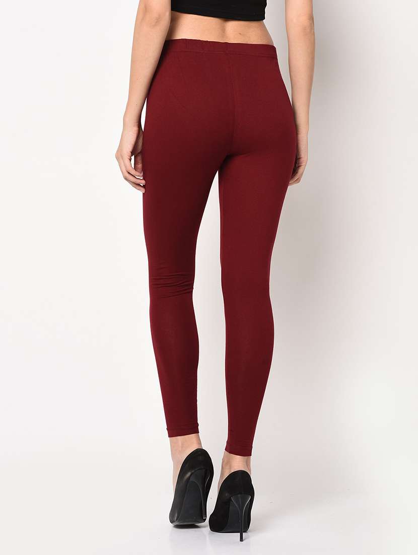 maroon solid legging - 20353870 -  Standard Image - 1