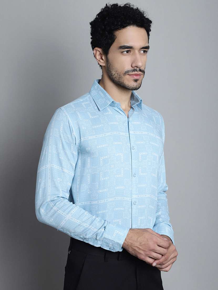 blue viscose formal shirt - 20355042 -  Standard Image - 1