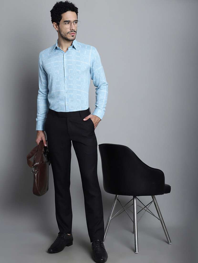 blue viscose formal shirt - 20355042 -  Standard Image - 4
