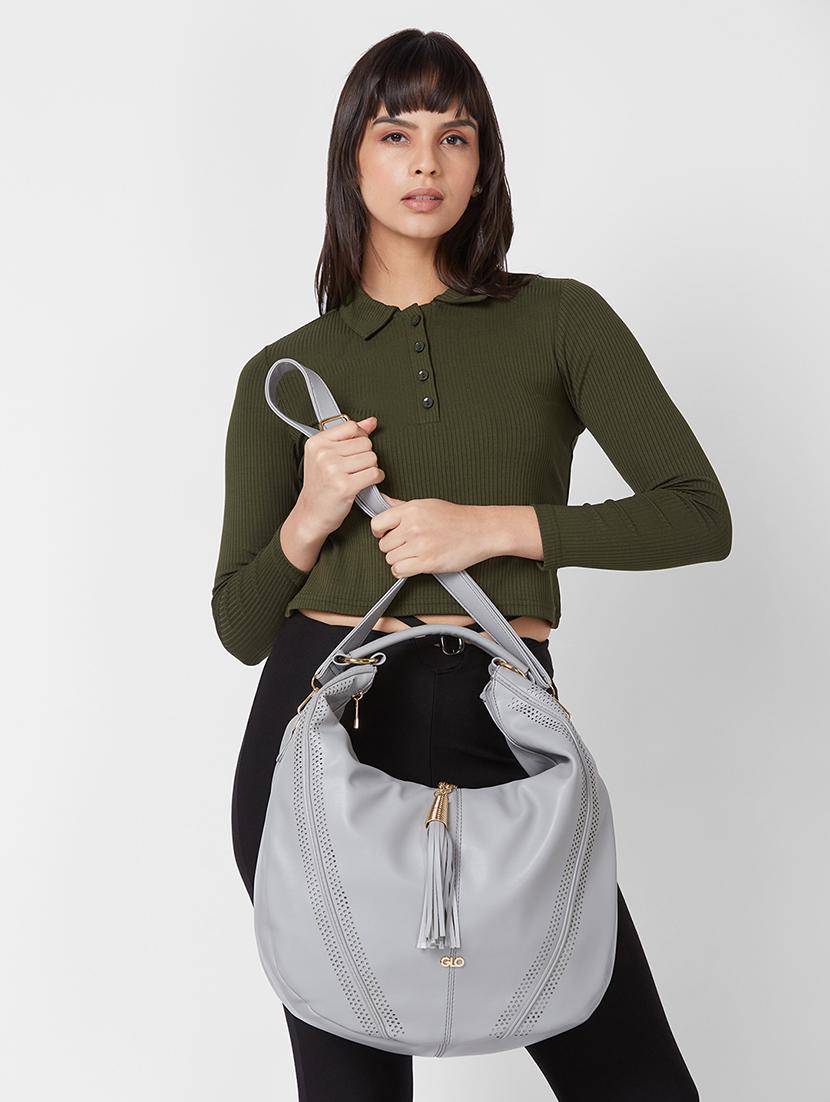 grey leatherette (pu) handbag - 20355095 - Standard Image - 6
