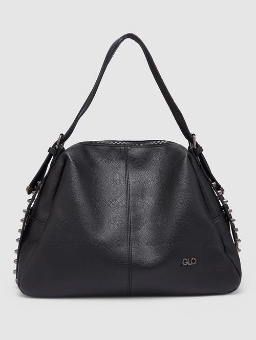 globus women black textured vegan leather hobo bag - 20355096 - Standard Image - 0