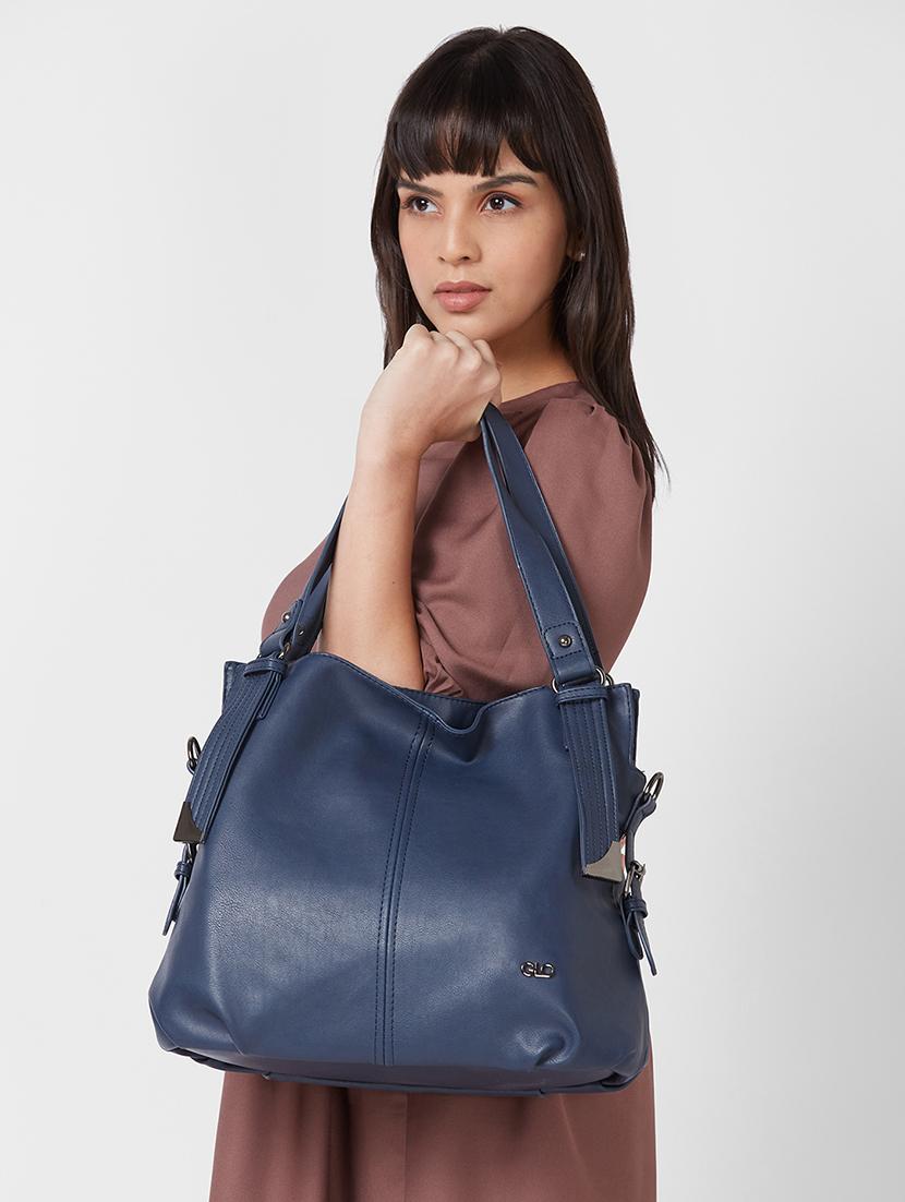 blue leatherette (pu) handbag - 20355097 - Standard Image - 6