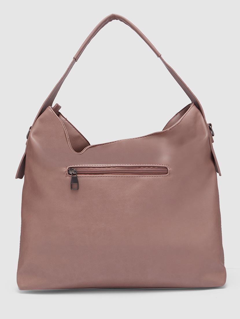 mauve leatherette (pu) hobo handbag - 20355098 - Standard Image - 1