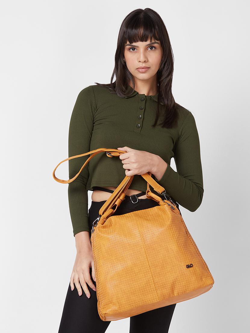 women yellow leatherette hobo handbag - 20355099 - Standard Image - 6