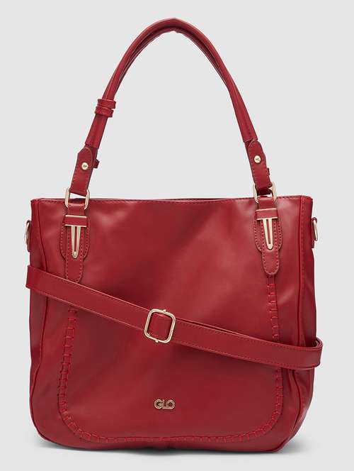 maroon leatherette (pu) handbag - 20355100 - Standard Image - 0