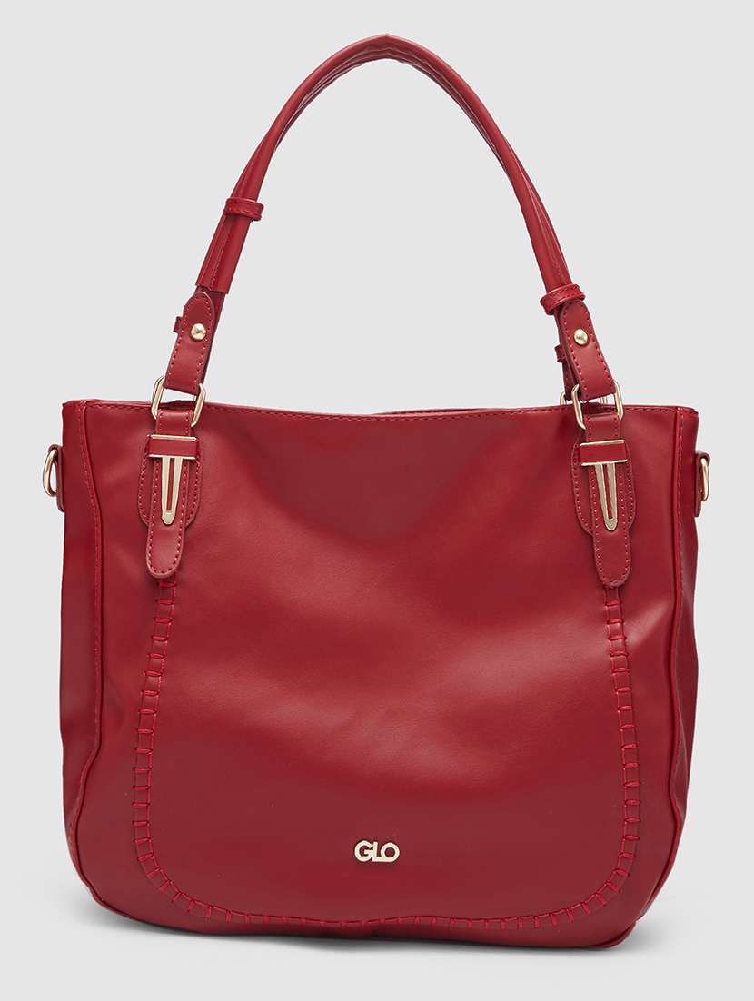 maroon leatherette (pu) handbag - 20355100 - Standard Image - 1