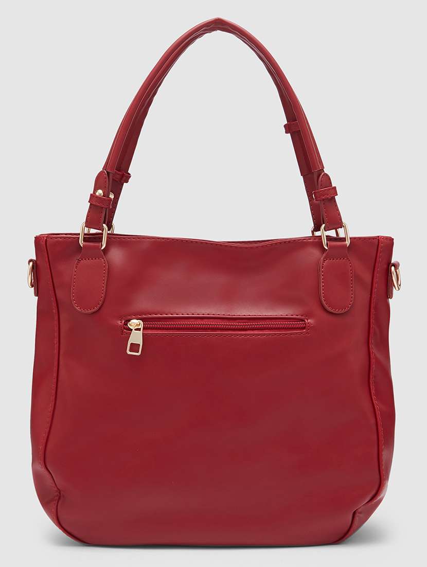maroon leatherette (pu) handbag - 20355100 - Standard Image - 4