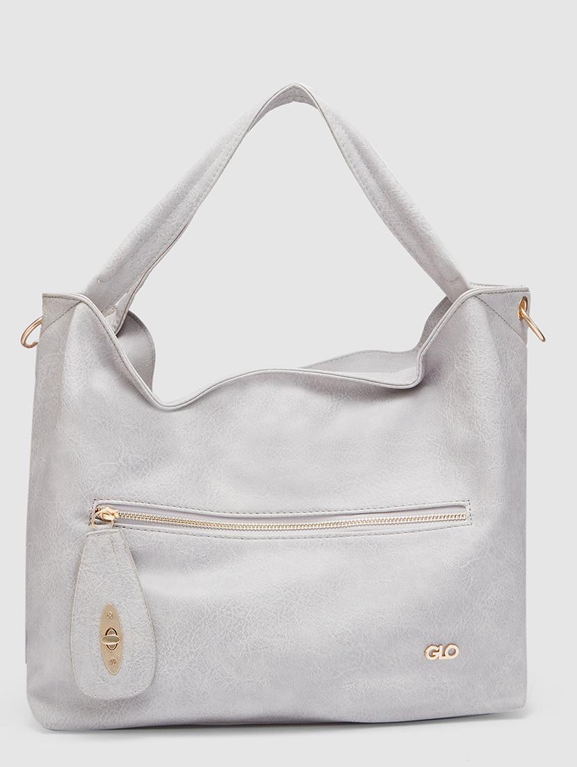 grey leatherette (pu) handbag - 20355104 - Standard Image - 4