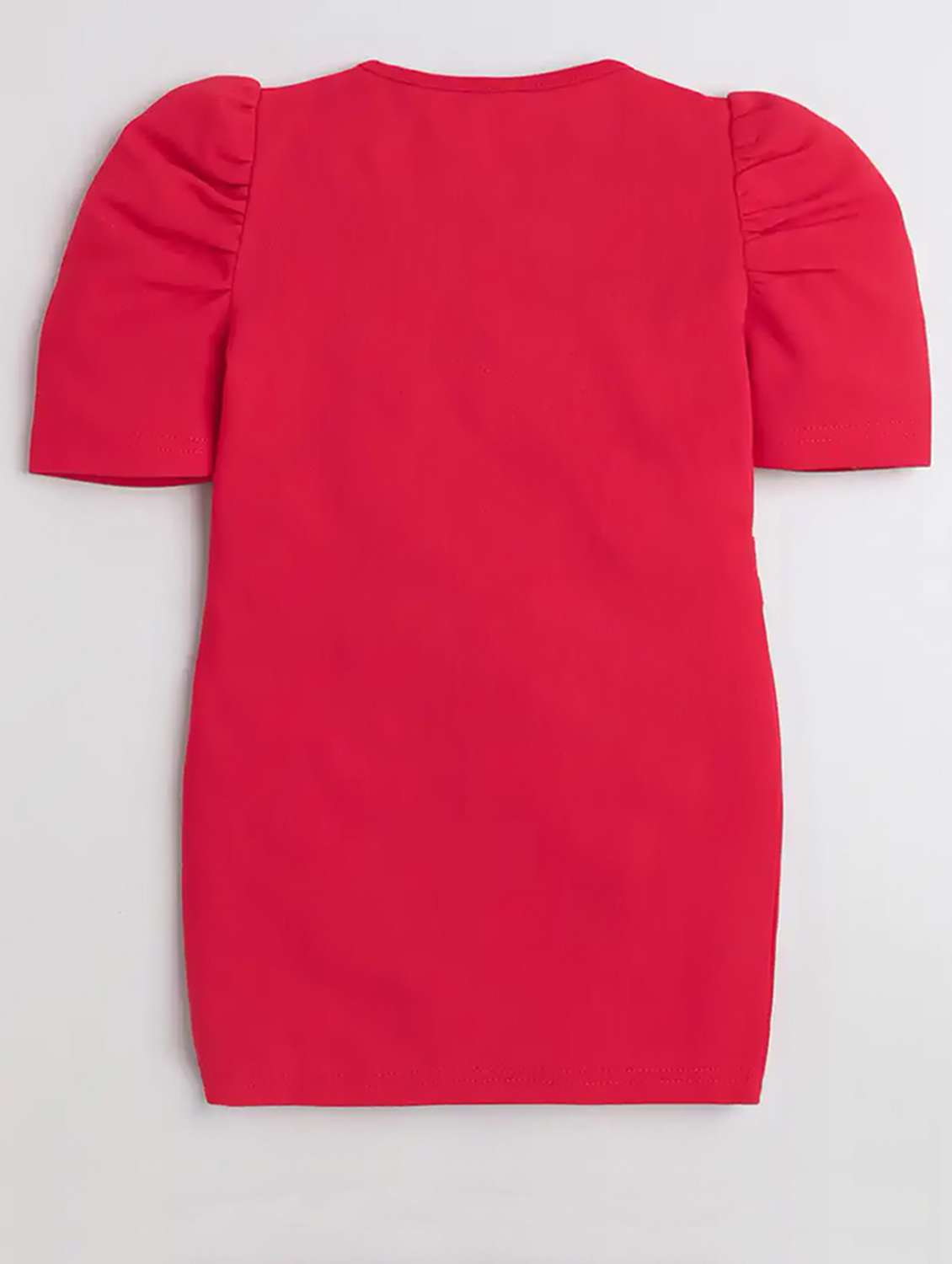 girls round neck puff sleeves bodycon dress - 20355122 -  Standard Image - 1