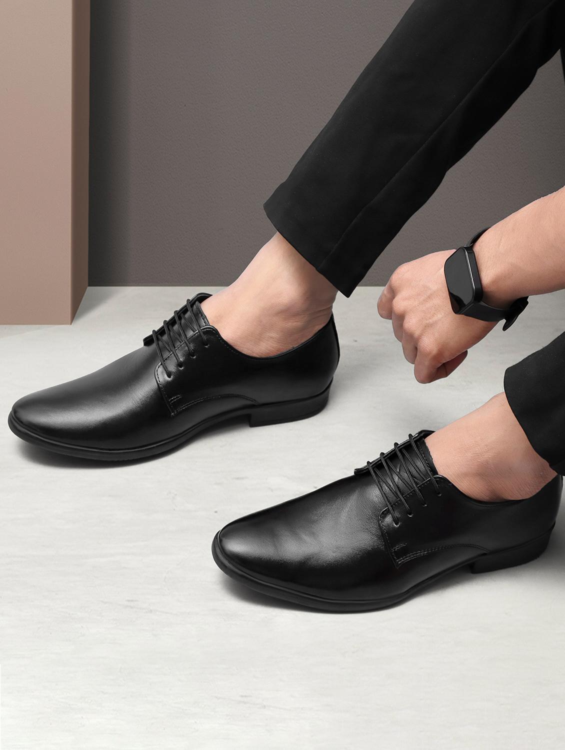 black leather laceup derbies - 20355136 -  Standard Image - 1