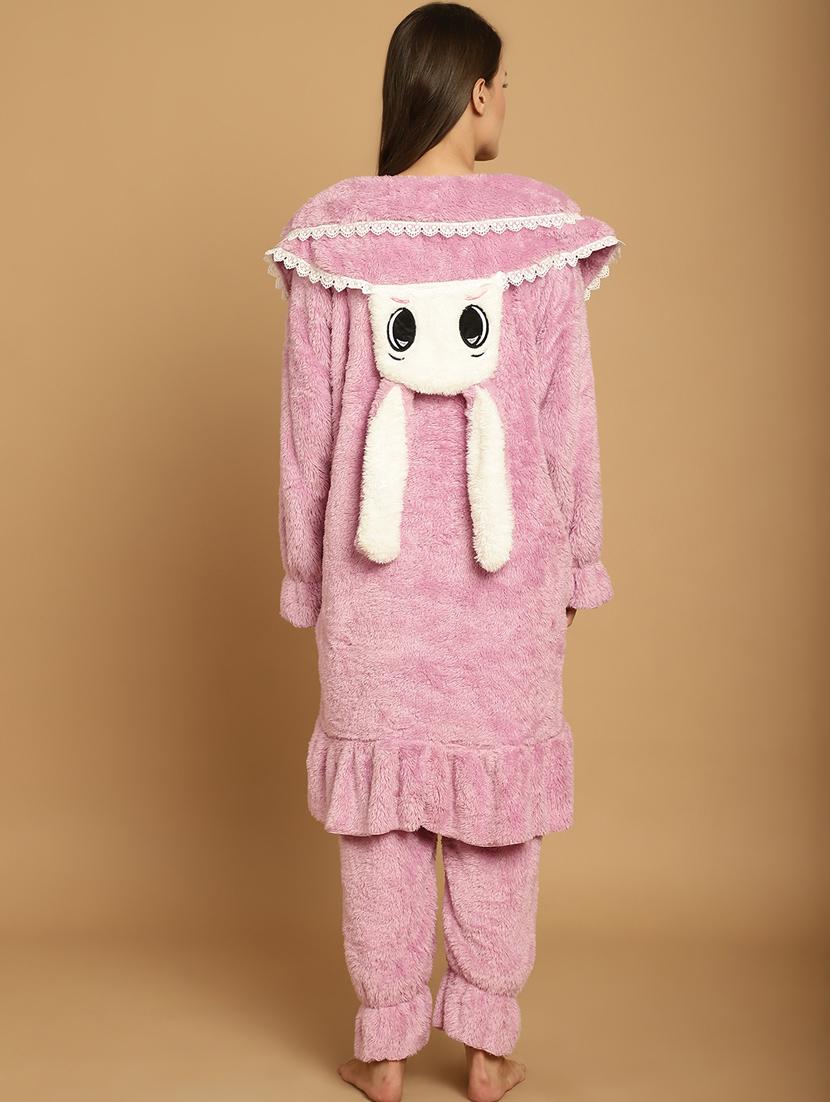 pink fur long sleeve pyjama nightwear set - 20355141 - Standard Image - 4