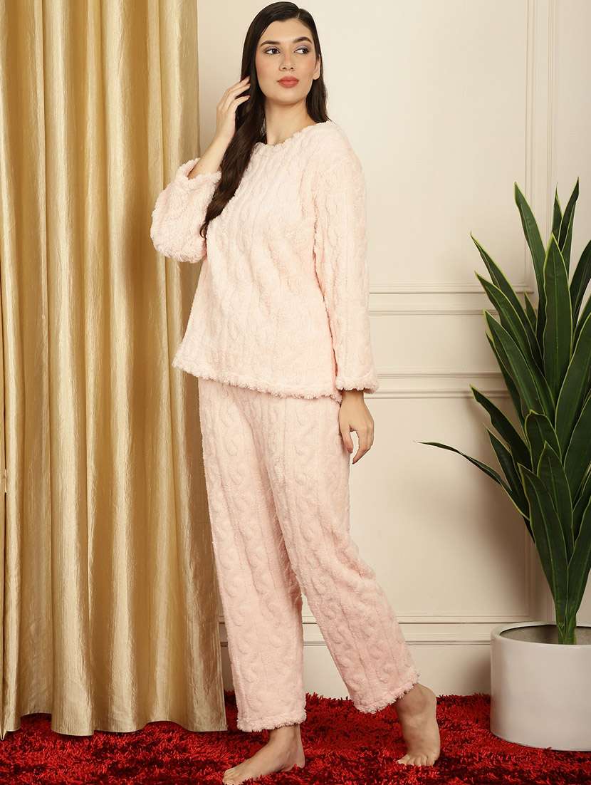coral fur pyjama nightwear set - 20355152 -  Standard Image - 1