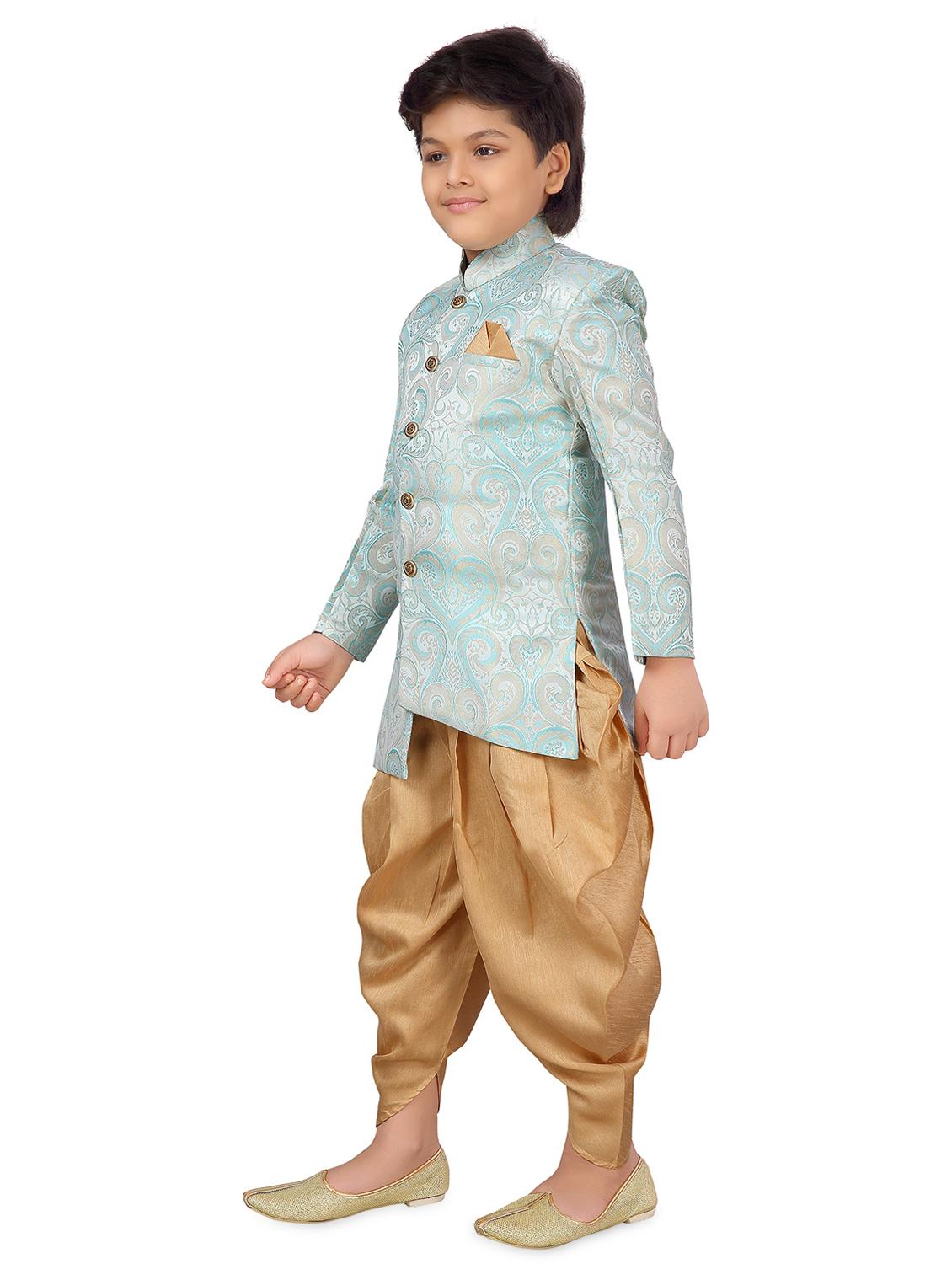 boys silk sherwani dhoti set - 20359007 -  Standard Image - 1