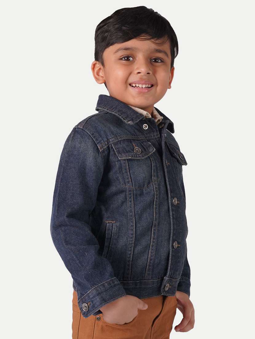 boys cotton blend solid jacket - 20359183 - Standard Image - 1