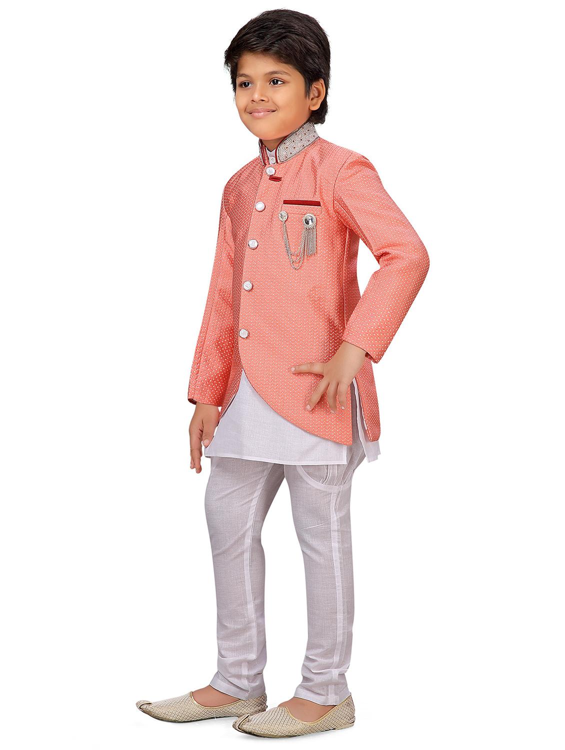 boys silk kurta botton with jacket - 20359611 - Standard Image - 1