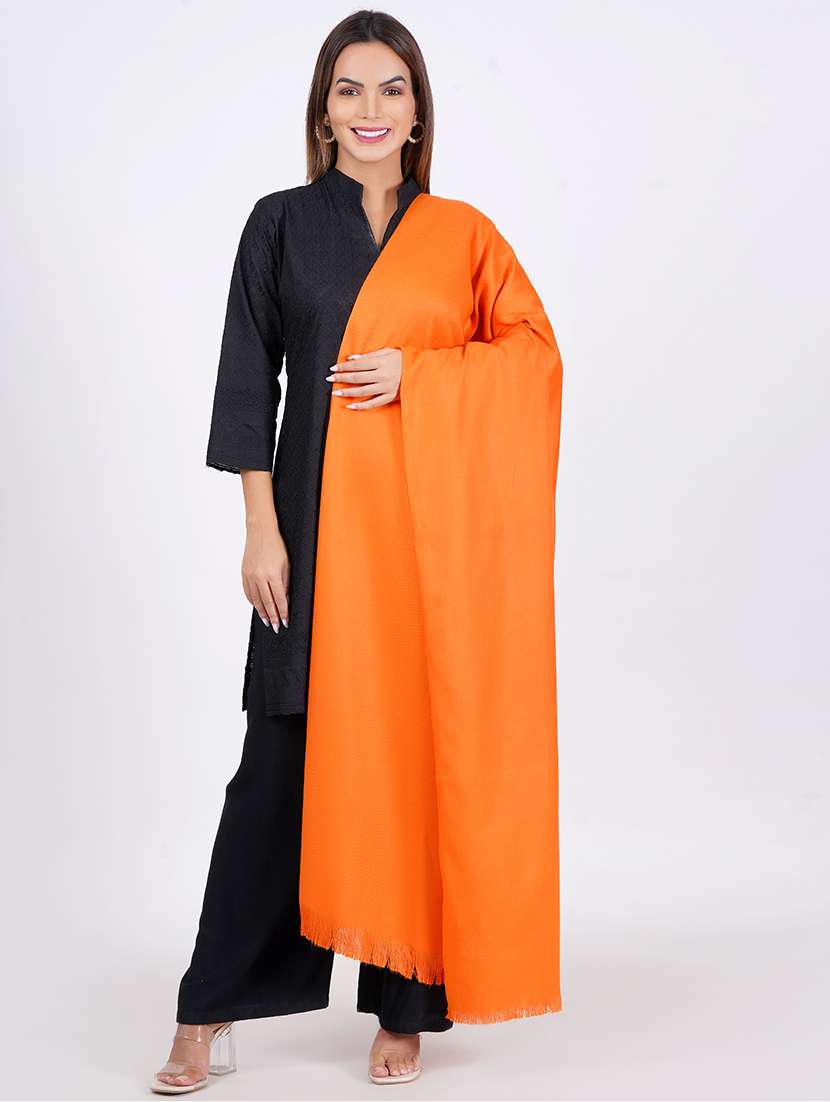women's solid orange shawl - 20359888 -  Standard Image - 1