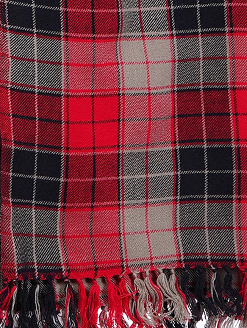 men red checkered wool jamavar shawl - 20359890 - Standard Image - 4