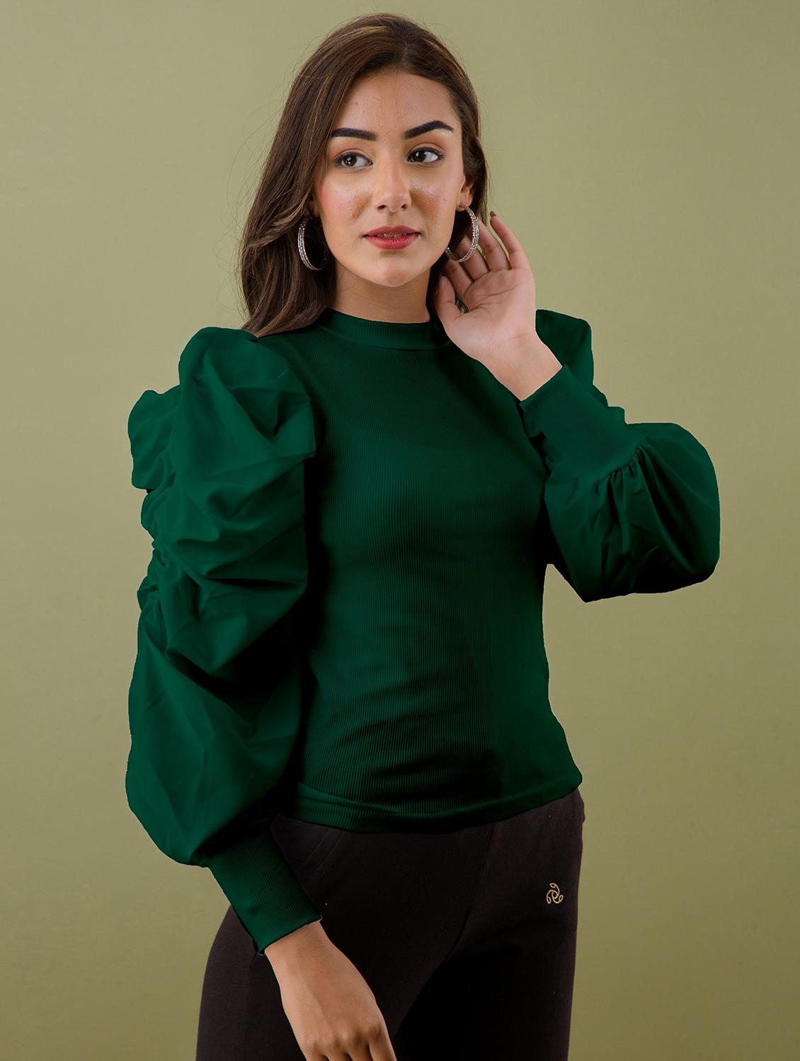 green self design regular top - 20360004 -  Standard Image - 1