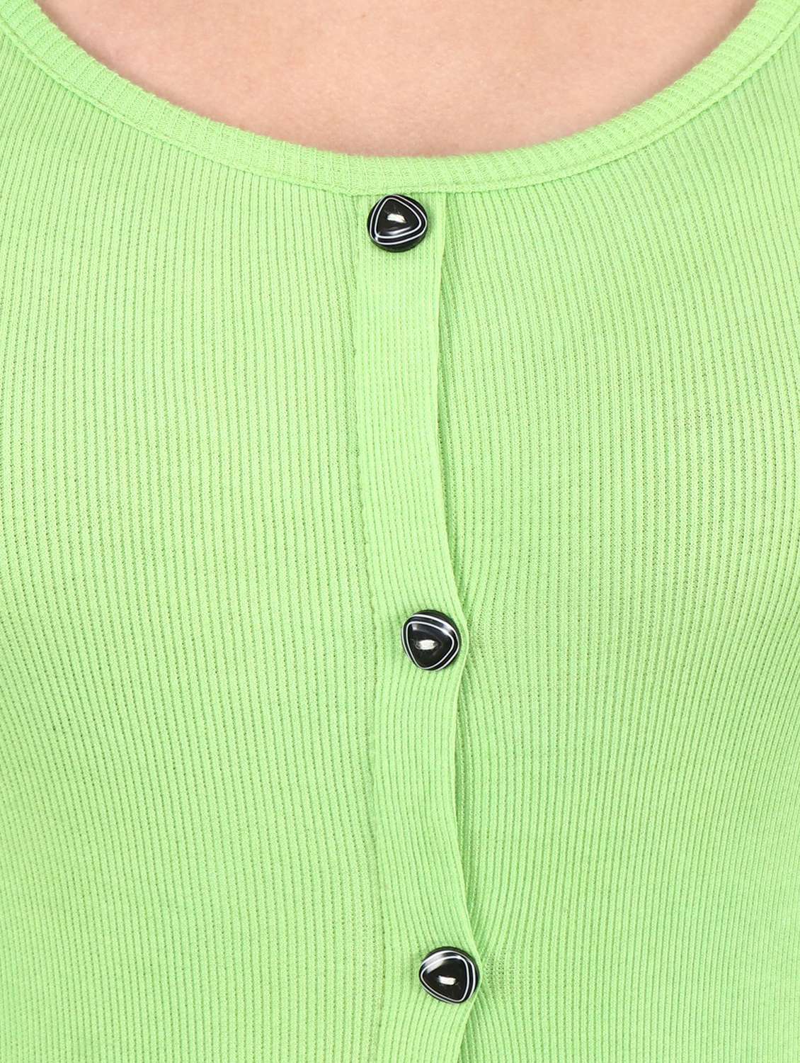 green solid long sleeves regular top - 20360025 - Standard Image - 4